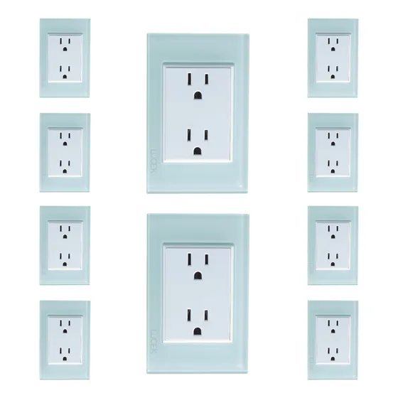 Paquete Con 10 Placas Con Contacto Duplex Lucek Cristal 16 A 250v Cristal