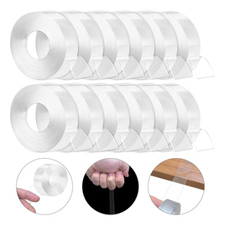 12pcs Cinta Doble Cara 3m Reutilizable Transparente Lavable 12pcs Cinta Doble Cara 3m Reutilizable Transparente Lavable