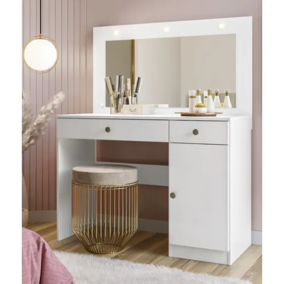 Maquillador Espejo  Aparador Tocador 2 Cajones Luces Ideal