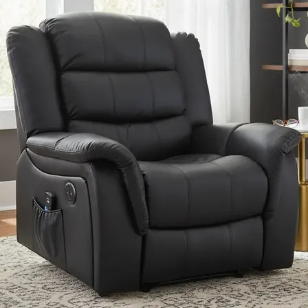 Poltrona Reclinável Elétrica Com Massageador E Usb Corino