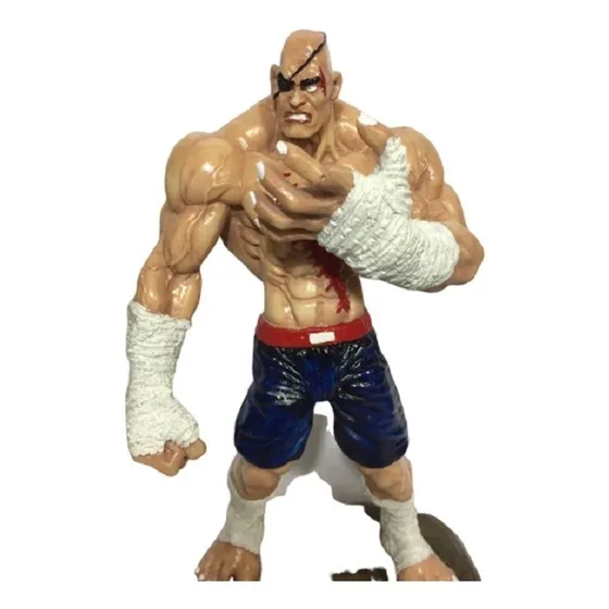 Boneco Sagat Street Fighter Em Resina Pintado A Mao