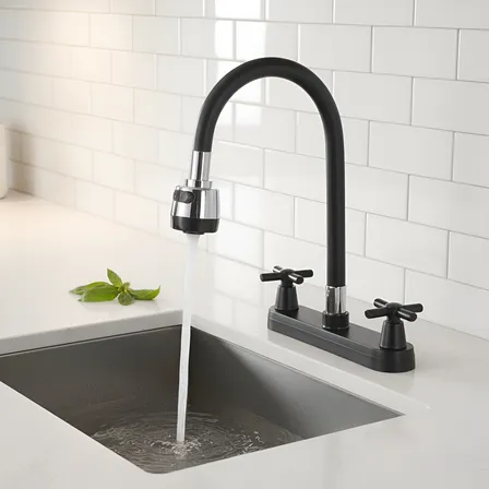 Grifo Para Fregadero De Cocina Doble Comando Kaliflow K82 Acabado Mate Color K822bl