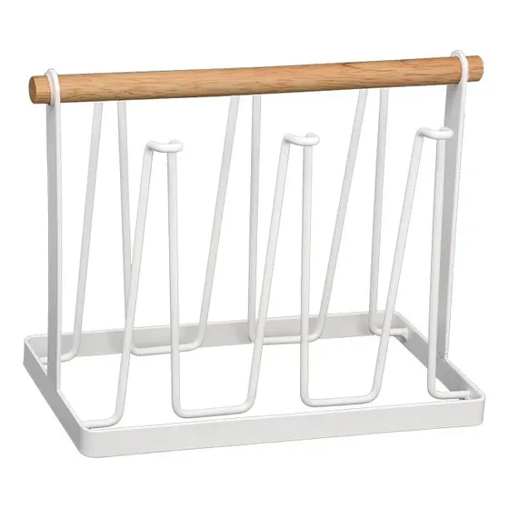 Soporte Escurridor De Vasos O Tazas Metal Y Madera Excelente