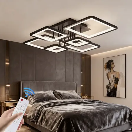 Luminária De Teto Led Hexagonal Com Controle Remoto 110v - 220v Preto
