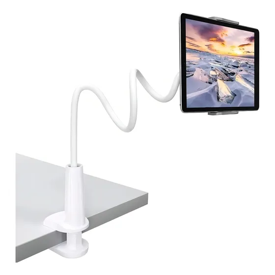 Soporte Flexible Escritorio Mesa Tabletas iPad Mini Kindle ® Color Blanco