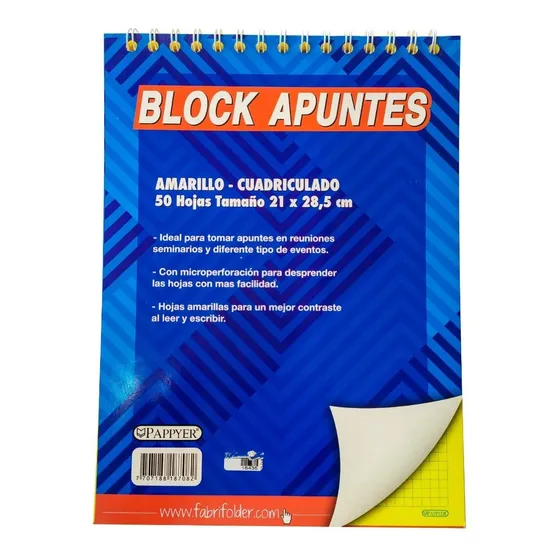 Block Argollado Amarillo Carta Cuad. 06204-502 Fabrifolder
