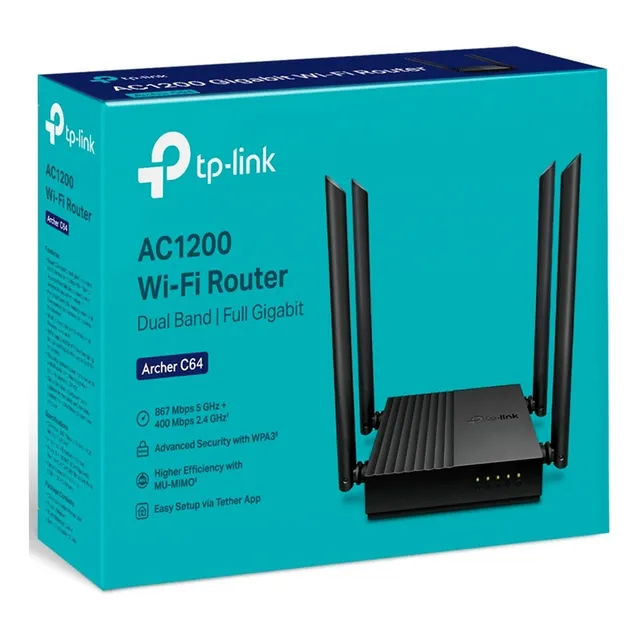 Router Tp-link Archer C64 Doble Banda Ac1200 Negro