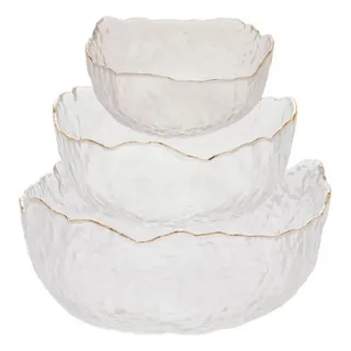 Kit 03 Bowls De Cristal Martelado Borda Dourada Taj Wolff Kit 03 Bowls De Cristal Martelado Borda Dourada Taj Wolff