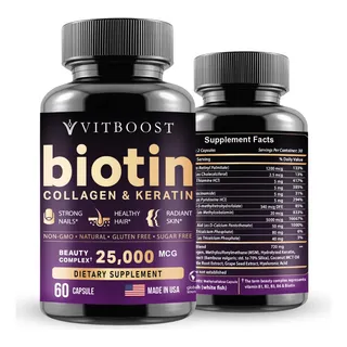 Suplemento De Biotina Vitboost Con Ácido Hialurónico, Coláge Suplemento De Biotina Vitboost Con Ácido Hialurónico, Coláge