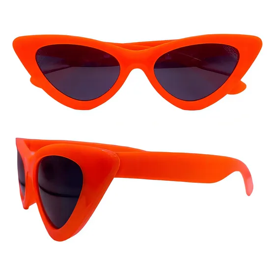 Óculos De Sol Retrô Gatinho Proteção Uv Laranja Neon