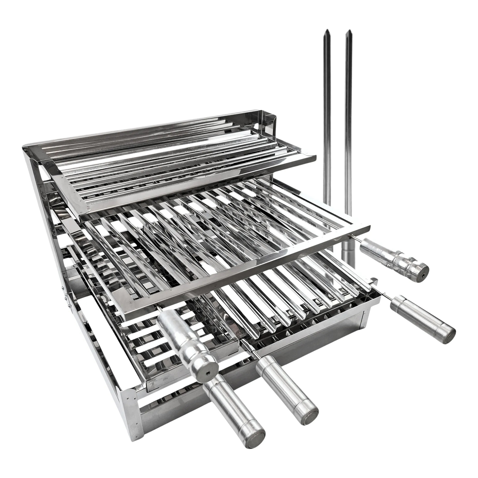 Kit Suporte Grill Para Bancada + Churrasqueira Inox Premium e 2 Espetos Espada Kit Suporte Grill Para Bancada + Churrasqueira Inox Premium e 2 Espetos Espada