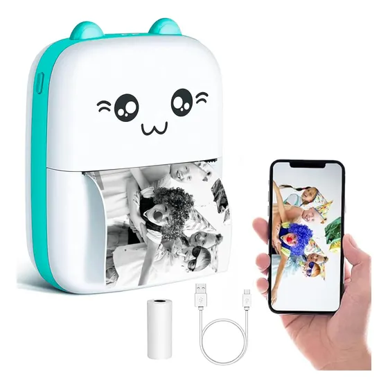 Mini Impresora Térmica Portátil Carita Cat Bluetooth Usb