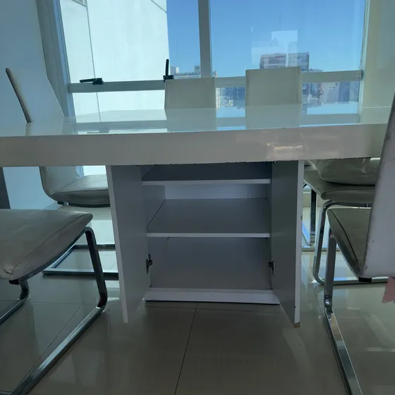 Mesa Laqueada Blanca 2x2 Sin Patas Blanco Blanco