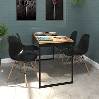 Mesa 120x60 Design Retro + 4 Cadeiras Eames Industial Mesa 120x60 Design Retro + 4 Cadeiras Eames Industial