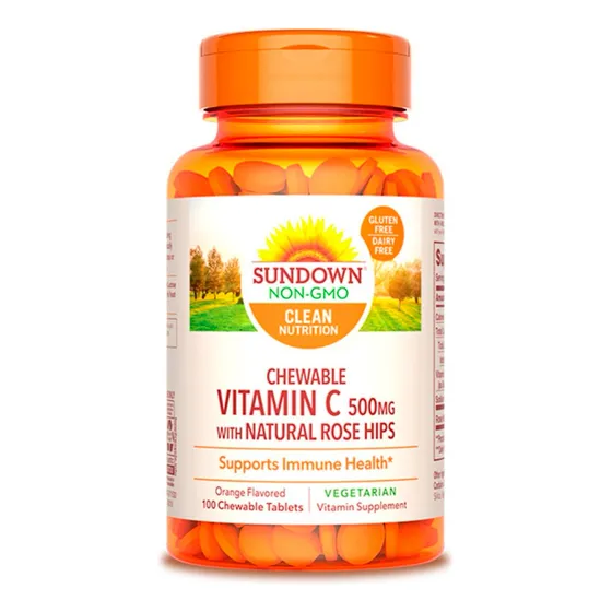 Sundown Vitamina C Suplemento Masticable 500mg 100c Sabor Naranja - Vitamina C 500mg