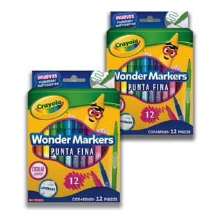 Plumones Crayola Wonder Markers 12pz Pack C/2 Plumones Crayola Wonder Markers 12pz Pack C/2