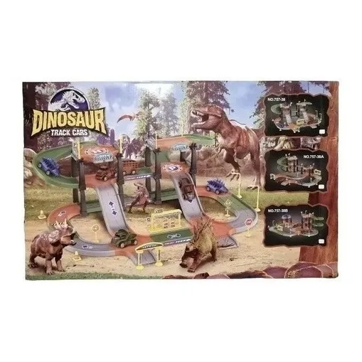 Pista De Auto De Dinosaurio Juguete Con 2 Autos Niños