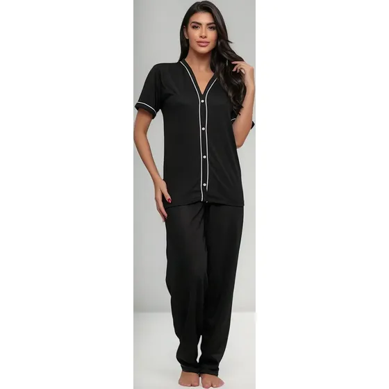 Pijama Feminino Calça Americano Com Botões Amamentação