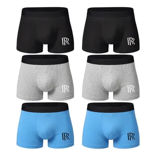 Pack 6 Bóxers Cortos Hombre Colores Surtidos Ropa Interior Negro/gris/azul L
