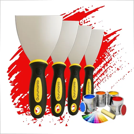 Kit Espatula Para Gesso Rejunte Massa De Vidro Raspar Parede Tinta Massa Corrida Pintor Drywall Gurumania