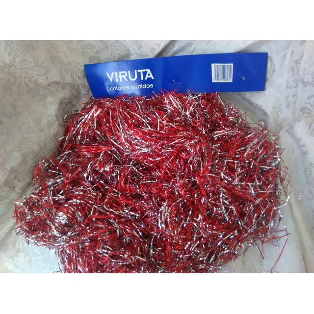 Viruta P Decoración Roja-plata Metalizada Paquete 120gr Apx 