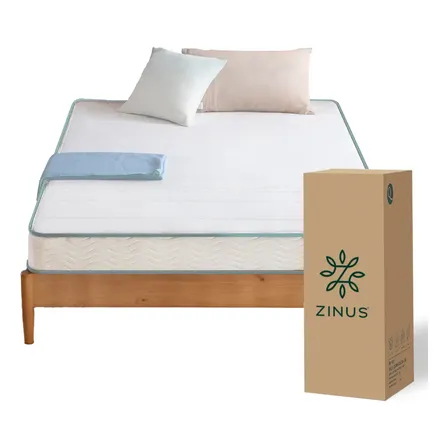 Colchón 2 Plazas Zinus Resortes Bonnell 150x190x15cm Color Blanco
