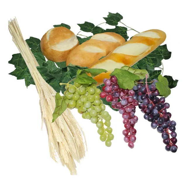 Kit Arranjo De Santa Ceia 3 Pães Pequenos, 3 Uvas, R,f,b