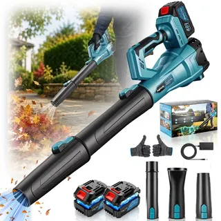 Soplador De Aire Inalámbrica Hojas Eléctrica 2000w, 3 En 1 Sopladora Para Jardineria 1000 CFM, 2*Baterías De 20000 mAh 48V,6 Velocidades,45000RPM, Ligero, Ideal Para Césped, Jardín, Hojas, Polvo Y Nie