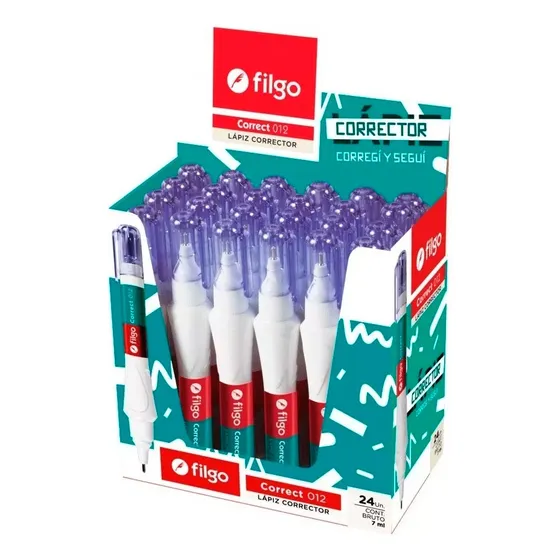 Corrector Escolar Liquid Paper Blanco Lapiz Filgo 7 Ml X24