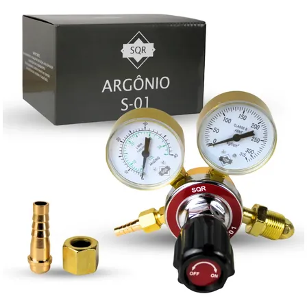 Regulador de Pressão Argônio SQR S-01 Para Cilindro de Soldagem MIG TIG