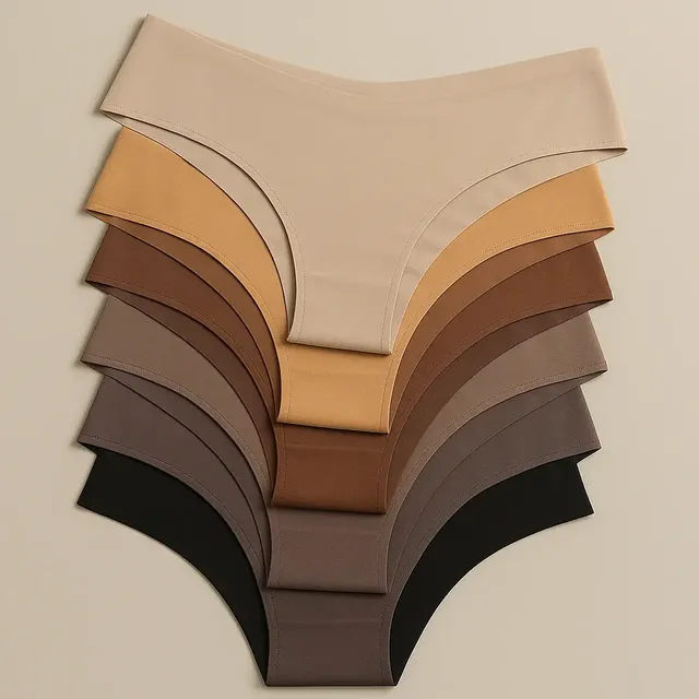 Kit 5 Calcinha Tanga Feminina Sem Costura Poliamida Cós Alto