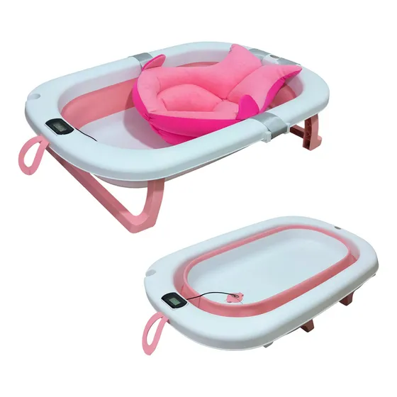 Bañera Tina Plegable Para Bebé Con Termómetro + Espuma Baño
