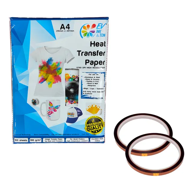 Papel De Sublimación 100 Hojas Y 2 Cinta Térmica Evink&ton