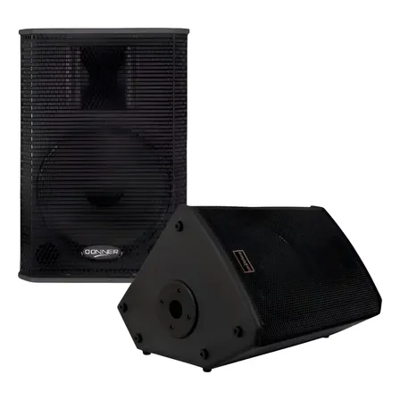 Kit Som Monitor Retorno Ativo Passivo 10 Polegadas Palco Bar Preto 127/220v