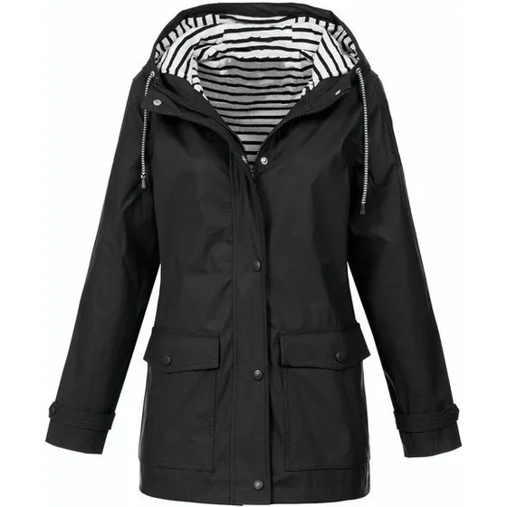 Gabardina Dama Con Gorro Desmontable Impermeable