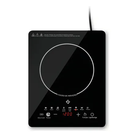 Cooktop De Indução 1 Boca Preto Trava De Segurança Touch 127v