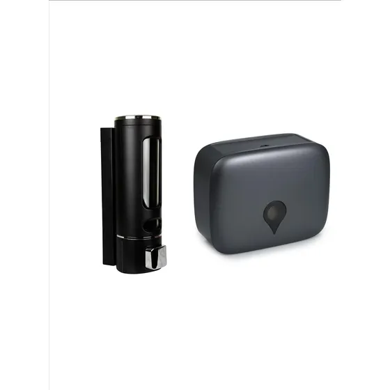 Dispensador De Jabón 400 Ml Y Papel Plastico Negro De Pared