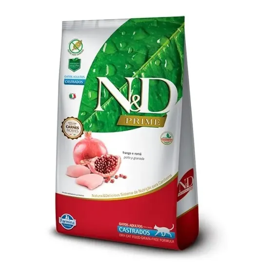 N&D Prime Grain para Gato Adulto Castrados Pollo Granada 7.5kg | Cuotas sin interés