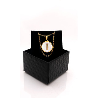 Collar Dije Inicial Perla Madre Acero Inoxidable Caja Regalo Collar Dije Inicial Perla Madre Acero Inoxidable Caja Regalo