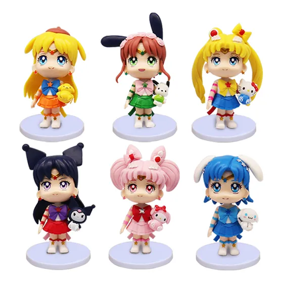 Set 6 Figuras Sailor Moon Sanrio Scouts Senshi Coleccion