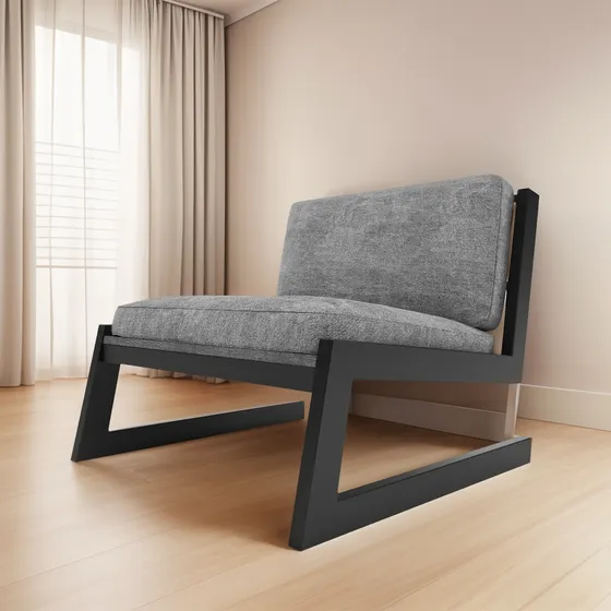 Poltrona Moderna Metálica, Silla 1 Cuerpo, Tela Elegir