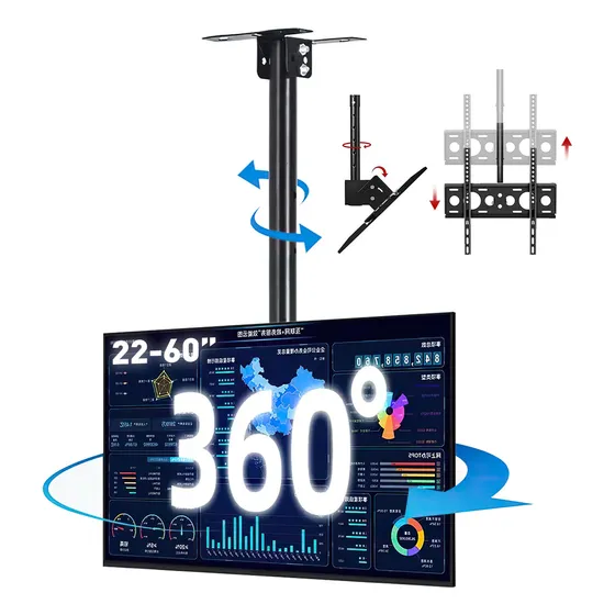 Soportes Tv Monitor Pantalla Pared Techo Vesa 22-60'' 60kg Giratorio 360° Ajustable Negro