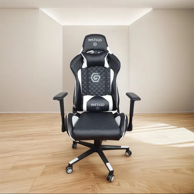 Silla Gamer Ergonómica Reclinable 180° Instigo Gaming Ig626 Color Negro con Blanco