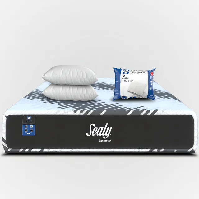 Colchón Sealy Matrimonial Mooncaster Memory Cool Foam Premium | Ortopédico High Performance + 2 Almohadas Sealy Active