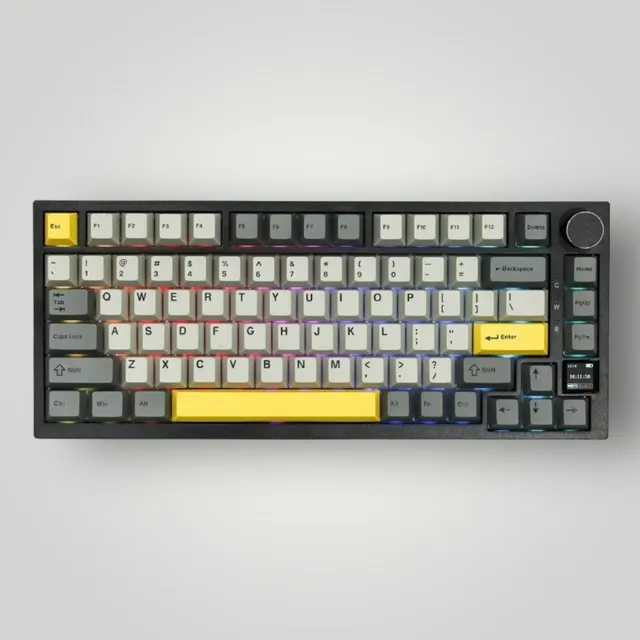 Teclado mecánico RGB Ajazz Ak820 Pro con pantalla trimodo, teclado de 2,4 GHz, color gris, idioma inglés estadounidense internacional