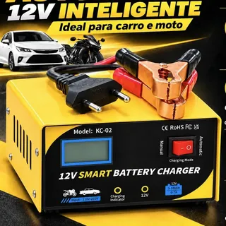 Carregador Automotivo Bateria 12v 7a Tela Lcd Bivolt