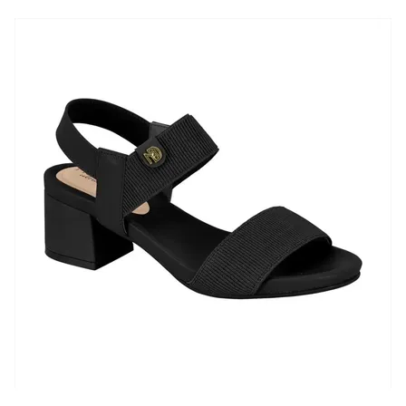 Sandália Modare Ultraconforto Salto Bloco Elástico Canelado