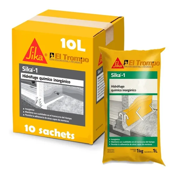 Hidrofugo Sika 10 Sachets De 1 Litro Químico Inorgánico Color Blanco