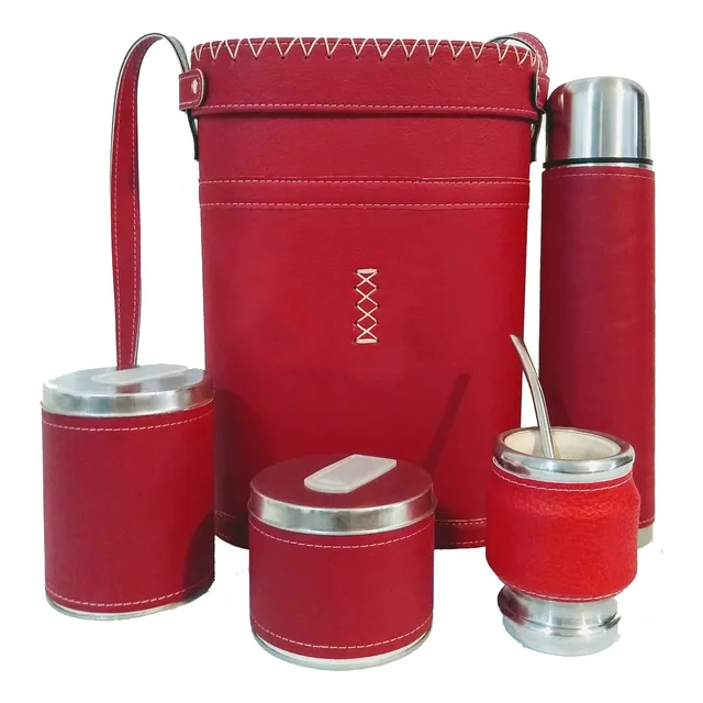Set Matero Kit Equipo Reforzado Rojo Lujo Termo 1 L Acero