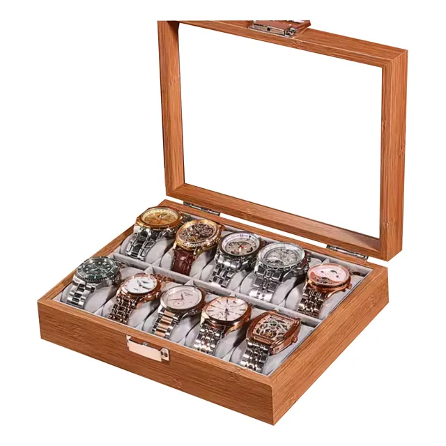 Caja En Madera Clara Para Organizar 10 Relojes Con Almohadas